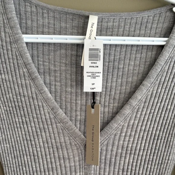 BABATON Avalon Dress Ribbed Button-Front Long Sleeve in Light Gray size small - Picture 8 of 11